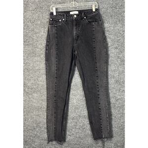 Abercrombie & Fitch Womens The Mom High Rise Jeans Size 27 Black Denim Frayed